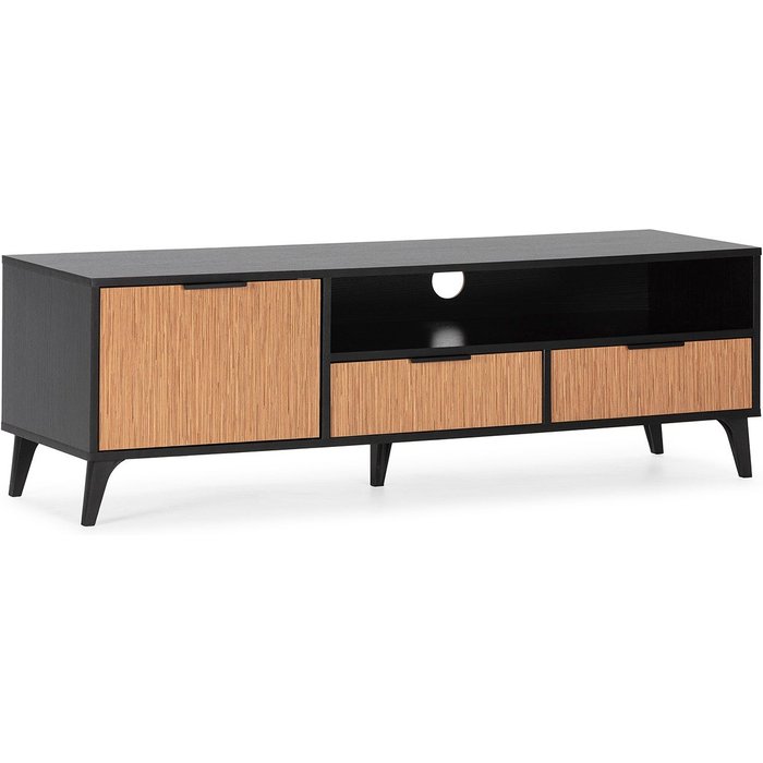 Mueble tv denis 1 puerta y 2 cajones, color negro/madera