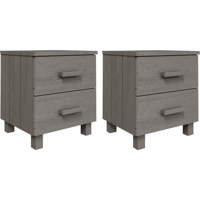 Mesitas de noche hamar 2 uds pino macizo gris claro 40x35x44,5 cm - comfortxl