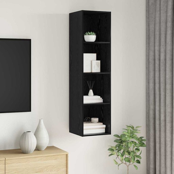Mueble para tv montado en la pared roble negro