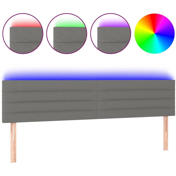 Cabecero con led de tela gris oscuro 160x5x78/88 cm - comfortxl
