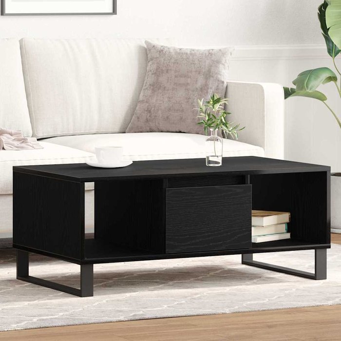 Mesa de café roble negro 90 x 50 x 36.5 cm madera contrachapada