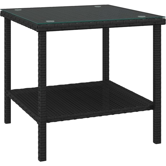 Mesa auxiliar vidrio templado ratán sintético negro 45x45x45 cm - comfortxl