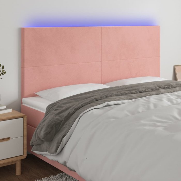 Maison exclusive - cabecero con luces led terciopelo rosa 180x5x118/128 cm