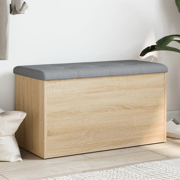 Vidaxl banco con almacenaje madera ingeniería roble sonoma 82x42x45 cm