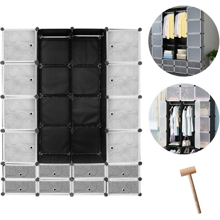Armario de dormitorio con 16 cubos, modular de plástico diy - negro