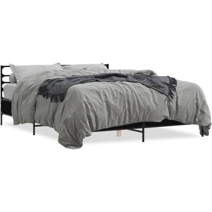 Vidaxl estructura de cama madera de ingeniería y metal negro 150x200cm