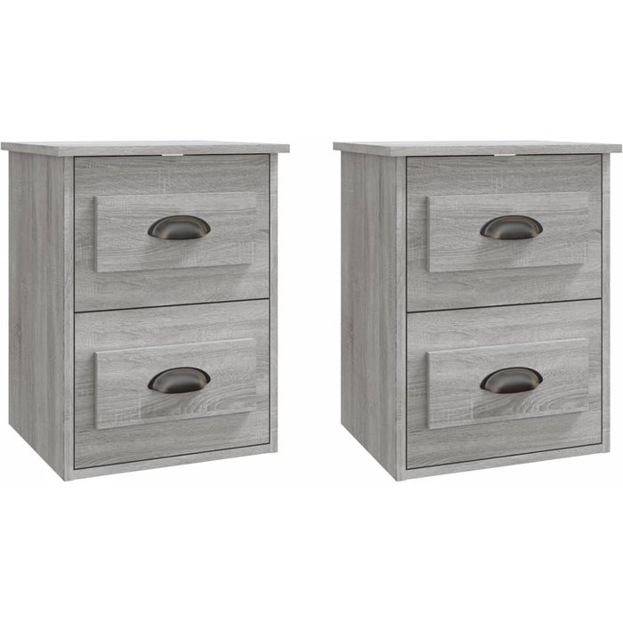 Mesitas de noche de pared 2 uds sonoma gris 41,5x36x53 cm