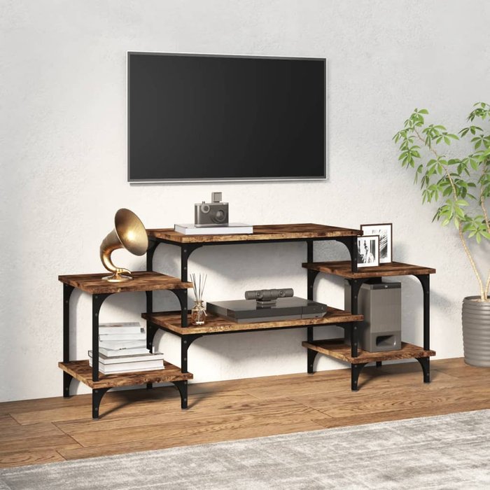 Mueble de tv de roble ahumado, 117x35x52 cm, madera de ingeniería