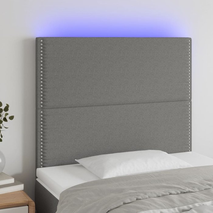 Cabecero led gris oscuro 100x5x118/128 cm tela