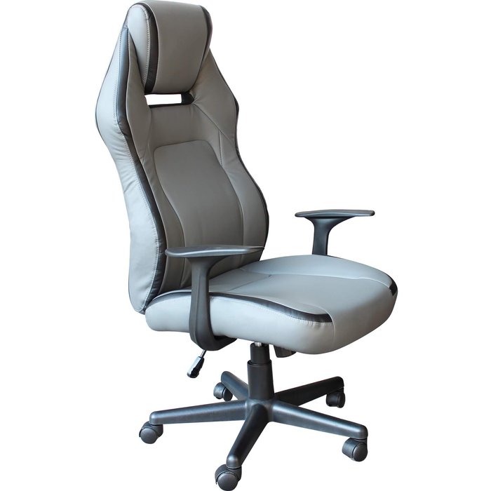 Sillón ergonómico de cuero gris claro para oficina y juegos misano