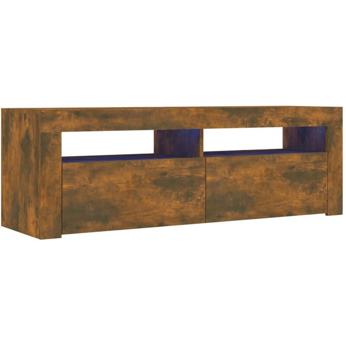 Mueble de tv con iluminación led, color roble ahumado, 120x35x40 cm - comfortxl