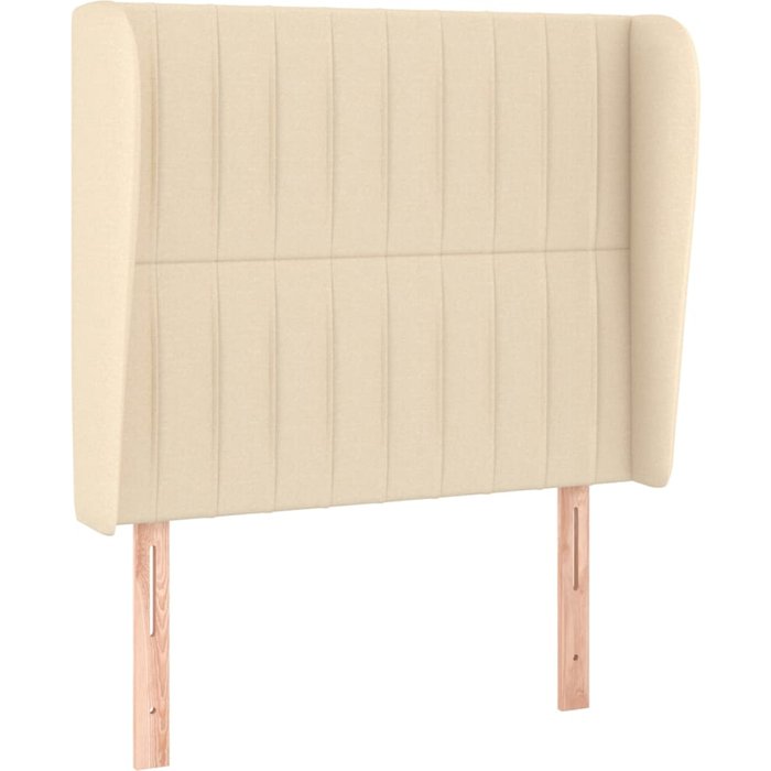 Cabecero con orejas de tela color crema 93x23x118/128 cm - comfortxl