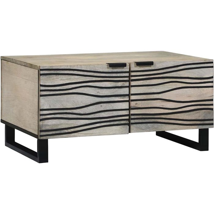 Mesa de café beige y negro 80 x 50 x 40 cm