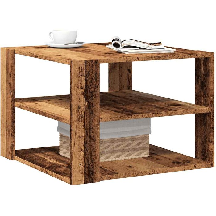 Mesa de centro de madera antigua 58x58x40 cm madera contrachapada