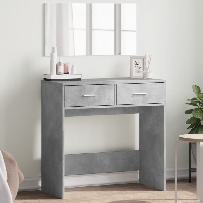 Tocador con espejo gris hormigón de 80x39x80 cm.