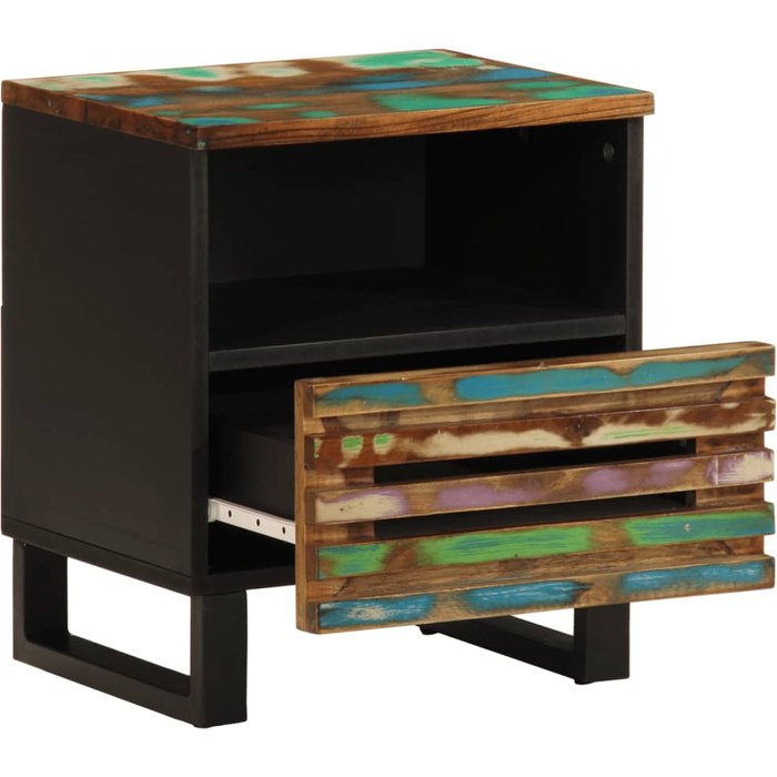 Mesita de noche de madera maciza reciclada 40x34x46 cm - comfortxl