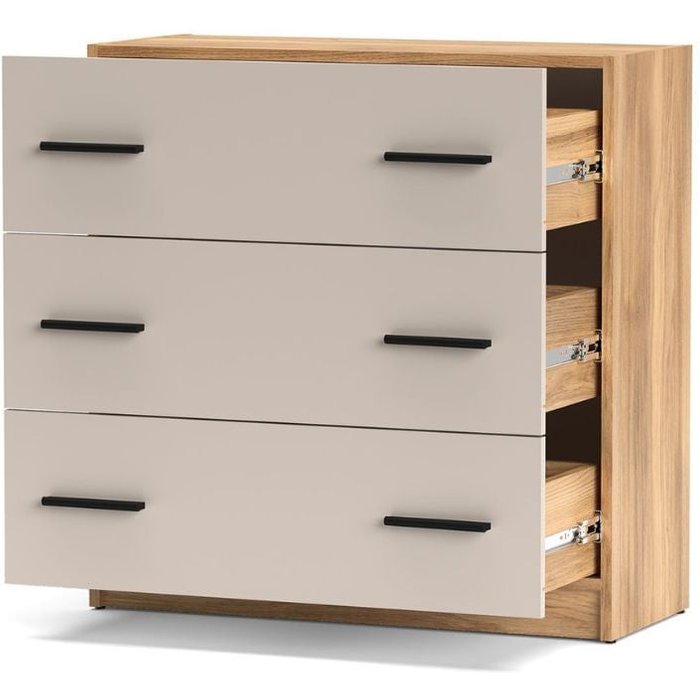 Cómoda elba mauvella 3 cajones blanco/natural 81x80x34,4 cm