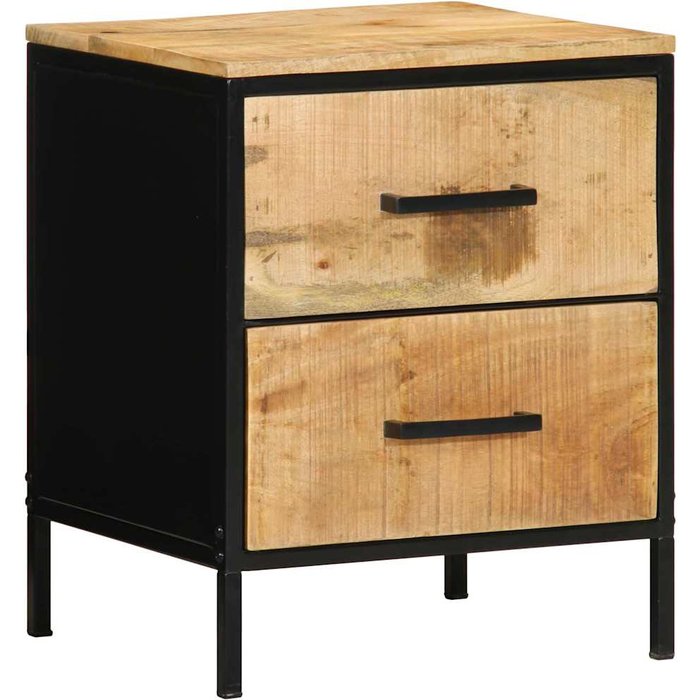 Mesita de noche con cajón, marrón y negro, 40 x 35 x 50 cm