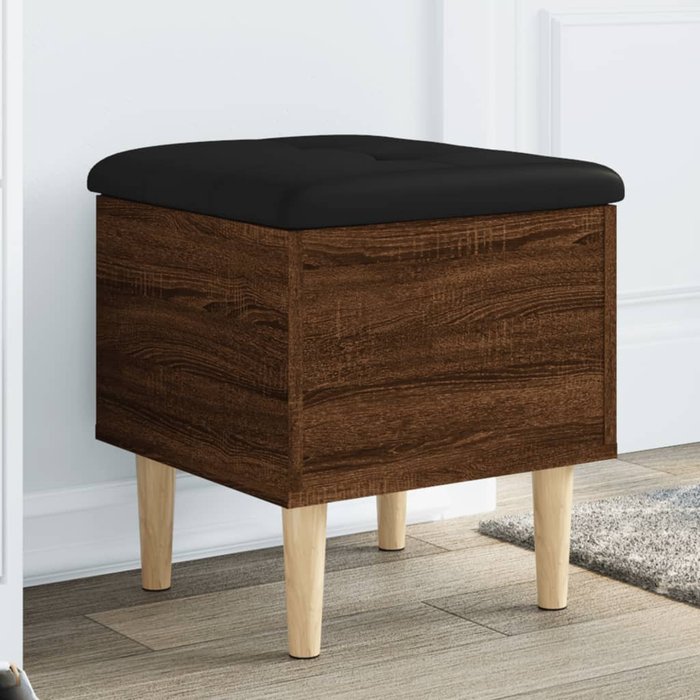 Banco de almacenaje roble marrón 42x42x46 cm de madera contrachapada