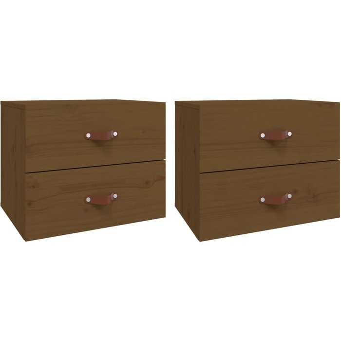 Mesitas de noche de pared 2 uds marrón miel 50x36x40 cm - comfortxl