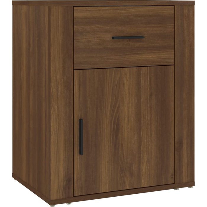 Mesita de noche roble marrón 50x36x60 cm madera contrachapada