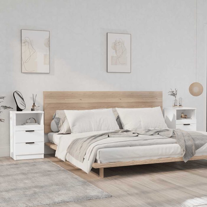 Maison exclusive - mesitas de noche 2 uds madera contrachapada color blanco
