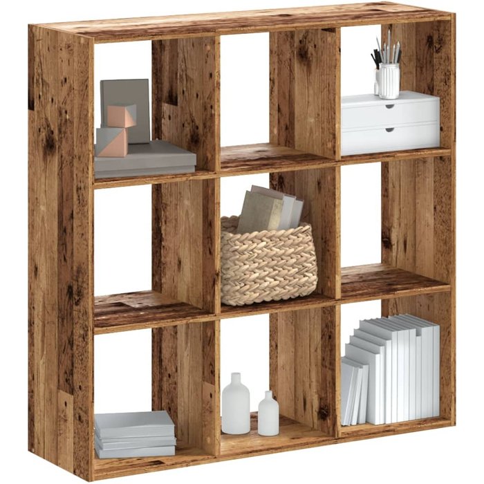 Librería de madera reciclada, 102x32x102 cm, madera de ingeniería. - pangivo