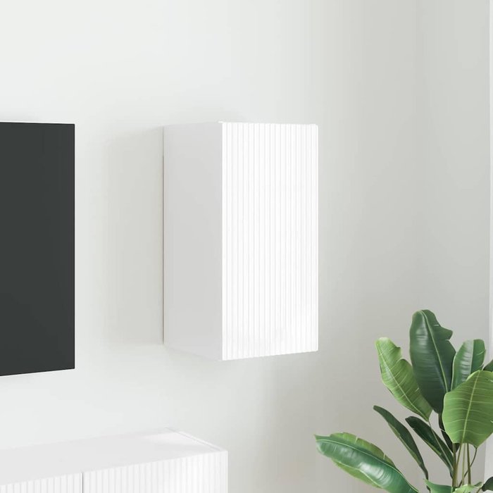 Mueble de tv de pared, blanco brillante, 30 x 31 x 60 cm