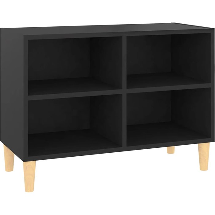 Mueble tv con patas de madera maciza negro 69,5x30x50 cm