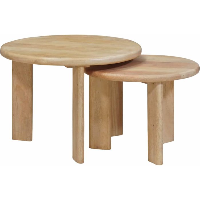 Mesas de café nido 2 pcs negro madera de mango maciza vidaxl