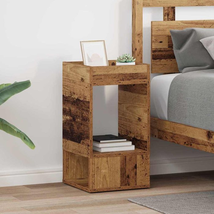 Mesita auxiliar, 2 piezas, madera antigua, 30 x 30 x 56 cm