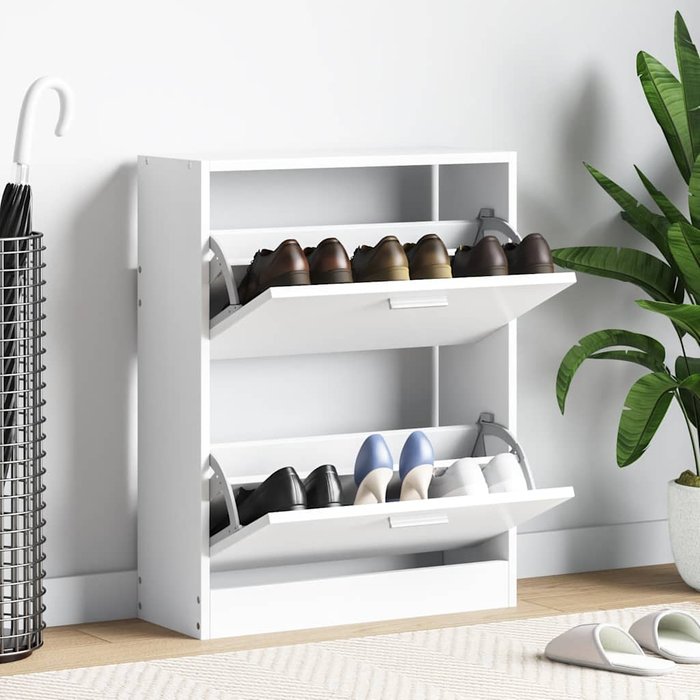 Maison exclusive - mueble zapatero blanco con 2 compartimentos