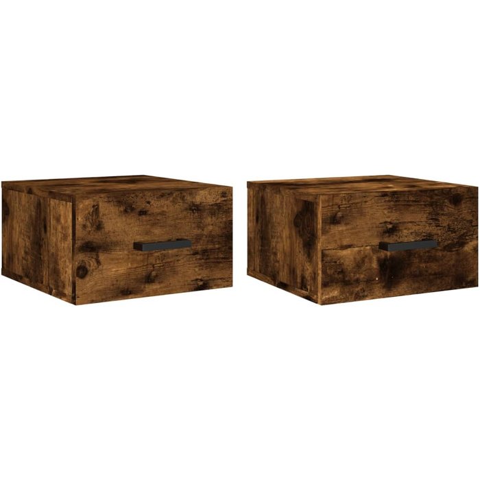 Mesitas de noche de pared 2 uds color roble ahumado 35x35x20 cm - comfortxl