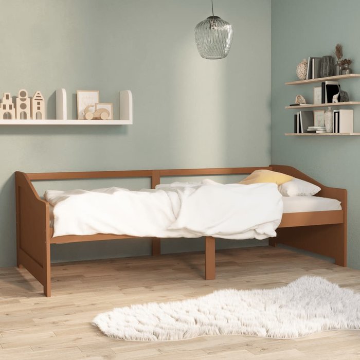 Maison exclusive - sofá cama de 3 plazas sin colchón marrón miel 90x200 cm