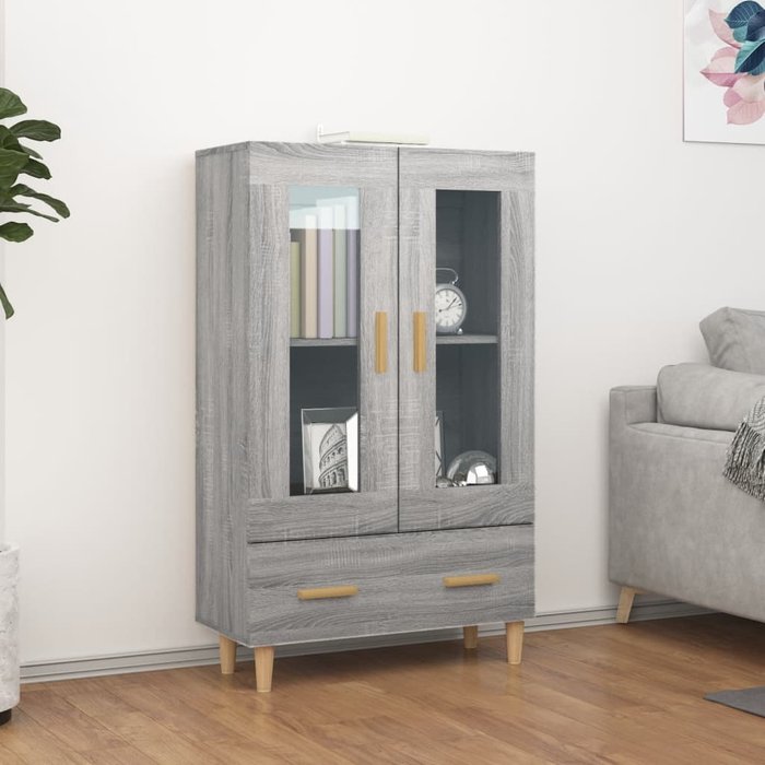 Aparador gris sonoma 70x31x115 cm madera contrachapada