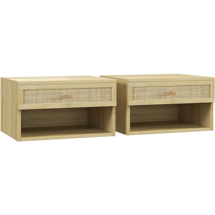 Mesitas de noche homcom melamina de madera madera natural 40x34x23 cm