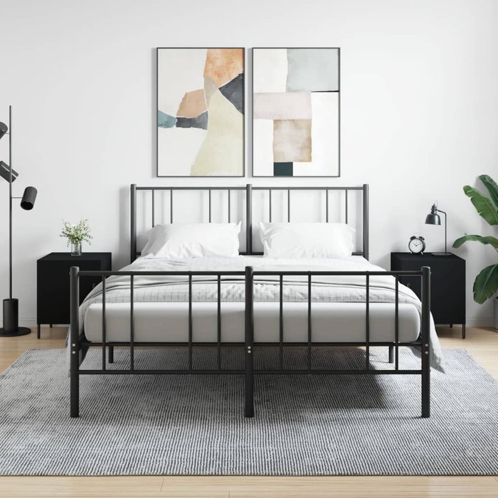 Mesitas de noche negras de 2 piezas, 40x40x50 cm, madera de ingeniería.