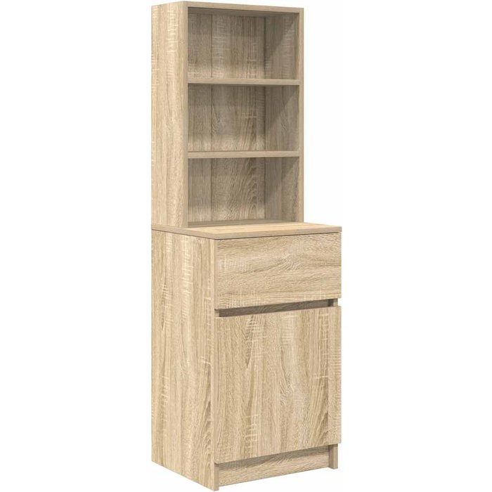Mesilla de noche de roble sonoma 39x35x125 cm madera ingeniería - comfortxl