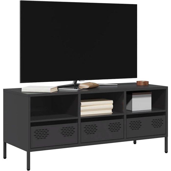 Mueble para tv acero laminado en frío negro 101,5x39x43,5 cm vidaxl