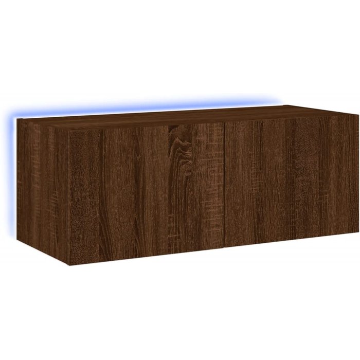 Mueble de tv de pared con iluminación led, roble marrón, 80x35x31 cm - comfortxl