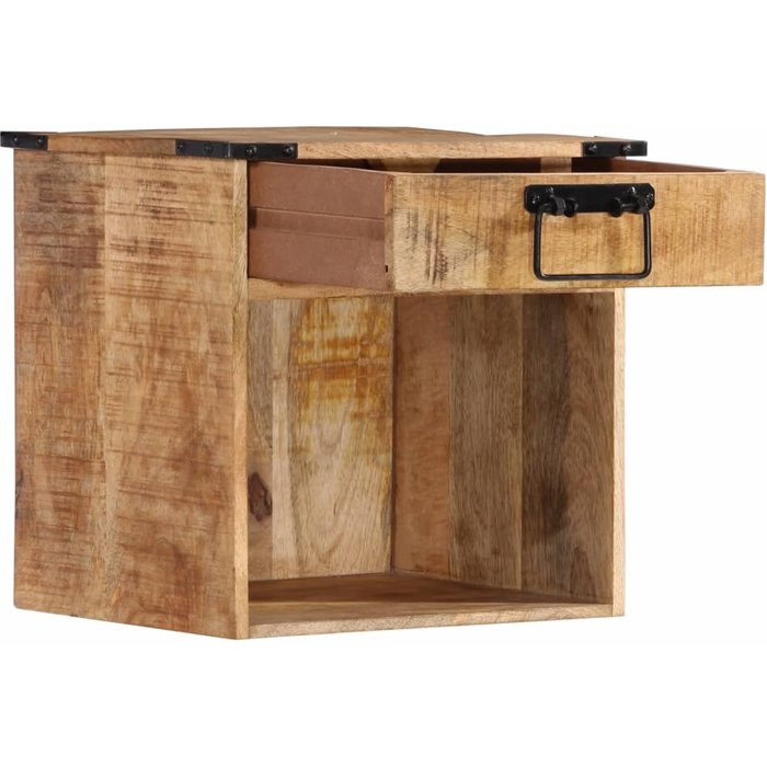 Mesita de noche | mesilla de noche madera maciza de mango 40x30x37 cm cfw21945