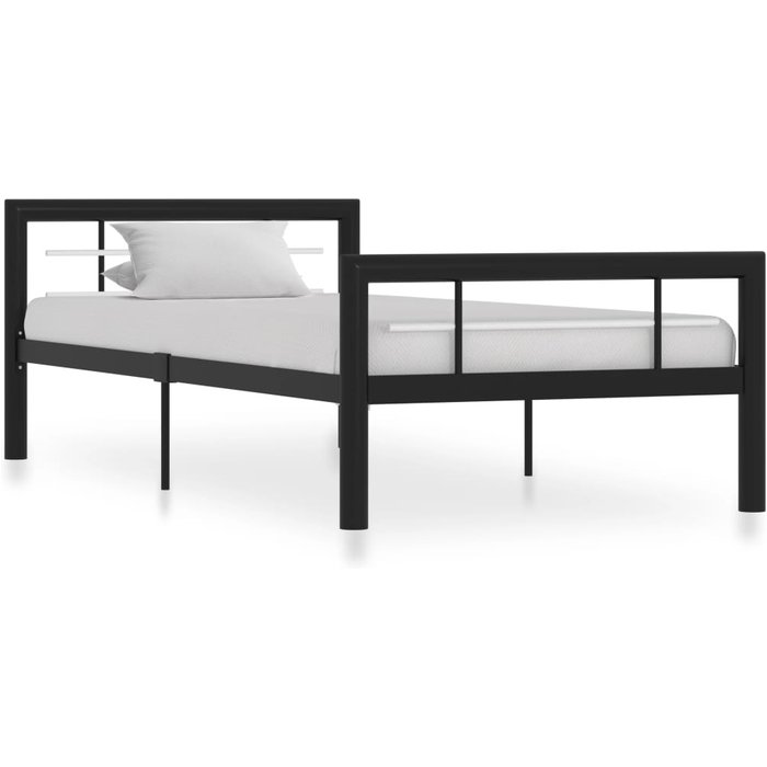 Estructura de cama sin colchón metal blanco y negro 90x200 cm