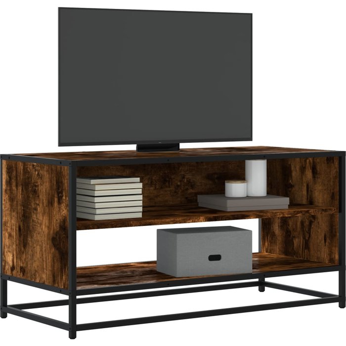 Mueble tv roble ahumado 91x40x46 cm madera contrachapada y metal