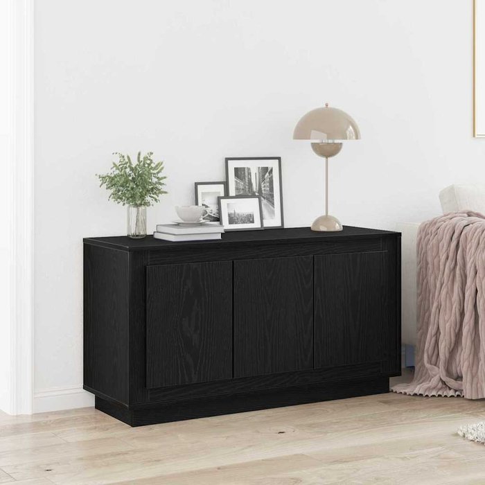 Aparador de roble negro de 102 x 35 x 55 cm, fabricado en madera de ingeniería.