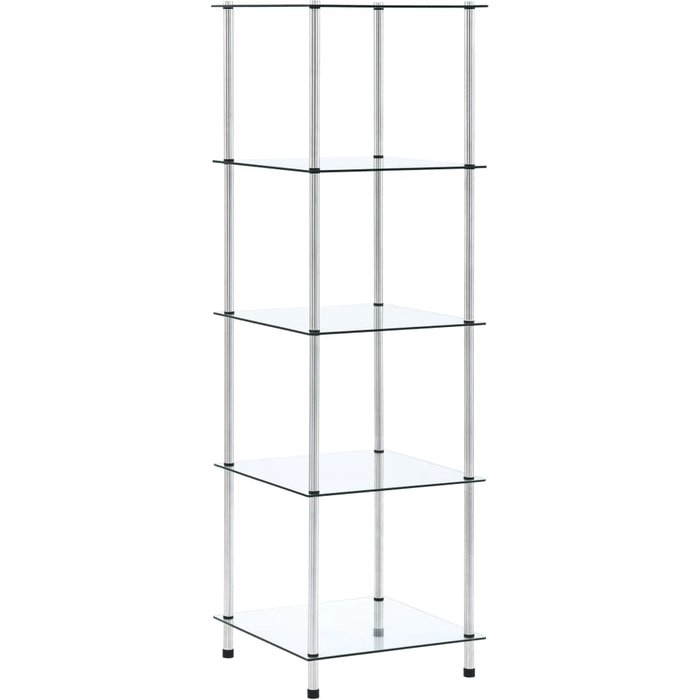 Estante 5 niveles transparente 40x40x130 cm vidrio templado