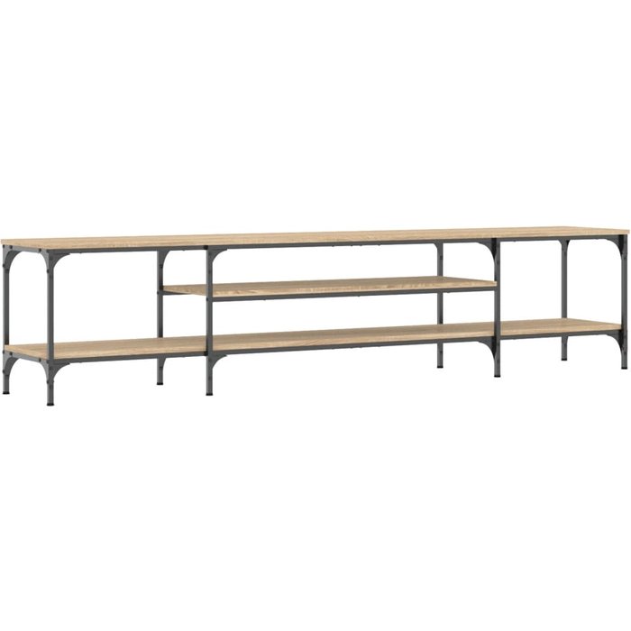 Mueble tv roble sonoma 201x35x45 cm madera contrachapada y hierro