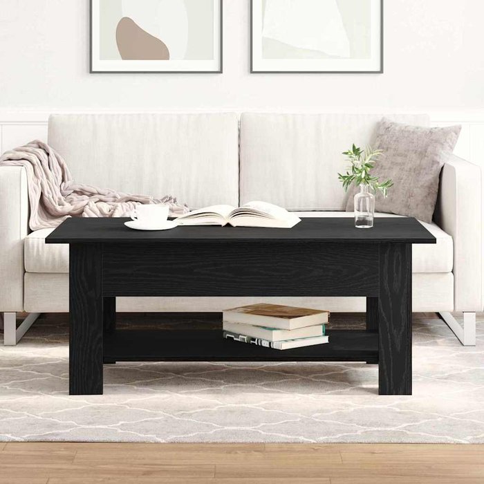 Mesa de café roble negro 102 x 55 x 42 cm madera contrachapada
