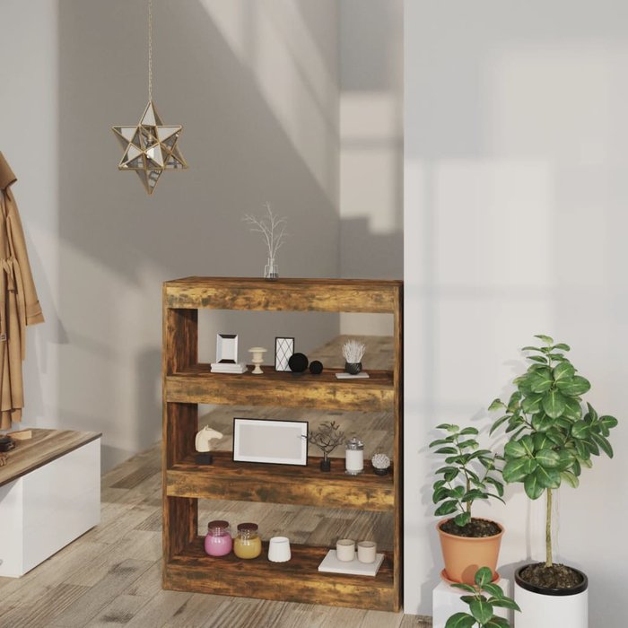 Librería/separador de ambientes de madera de roble ahumado. - pangivo