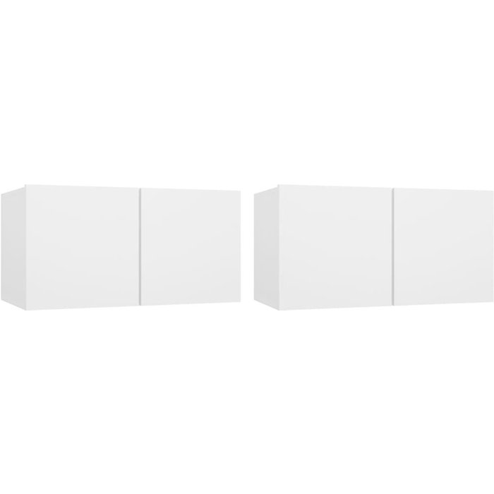 Mueble tv de pared blanco de 2 módulos 60x30x30 cm - comfortxl