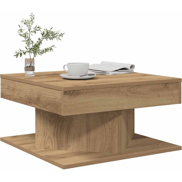 Mesa de centro madera ingeniería roble artisan 55x55x30 cm